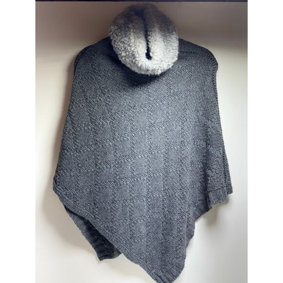 Cocogio Gray Cowl Neck Chunky Knit Poncho Sweater Made In Italy Wool Alpaca - Picture 4 of 8